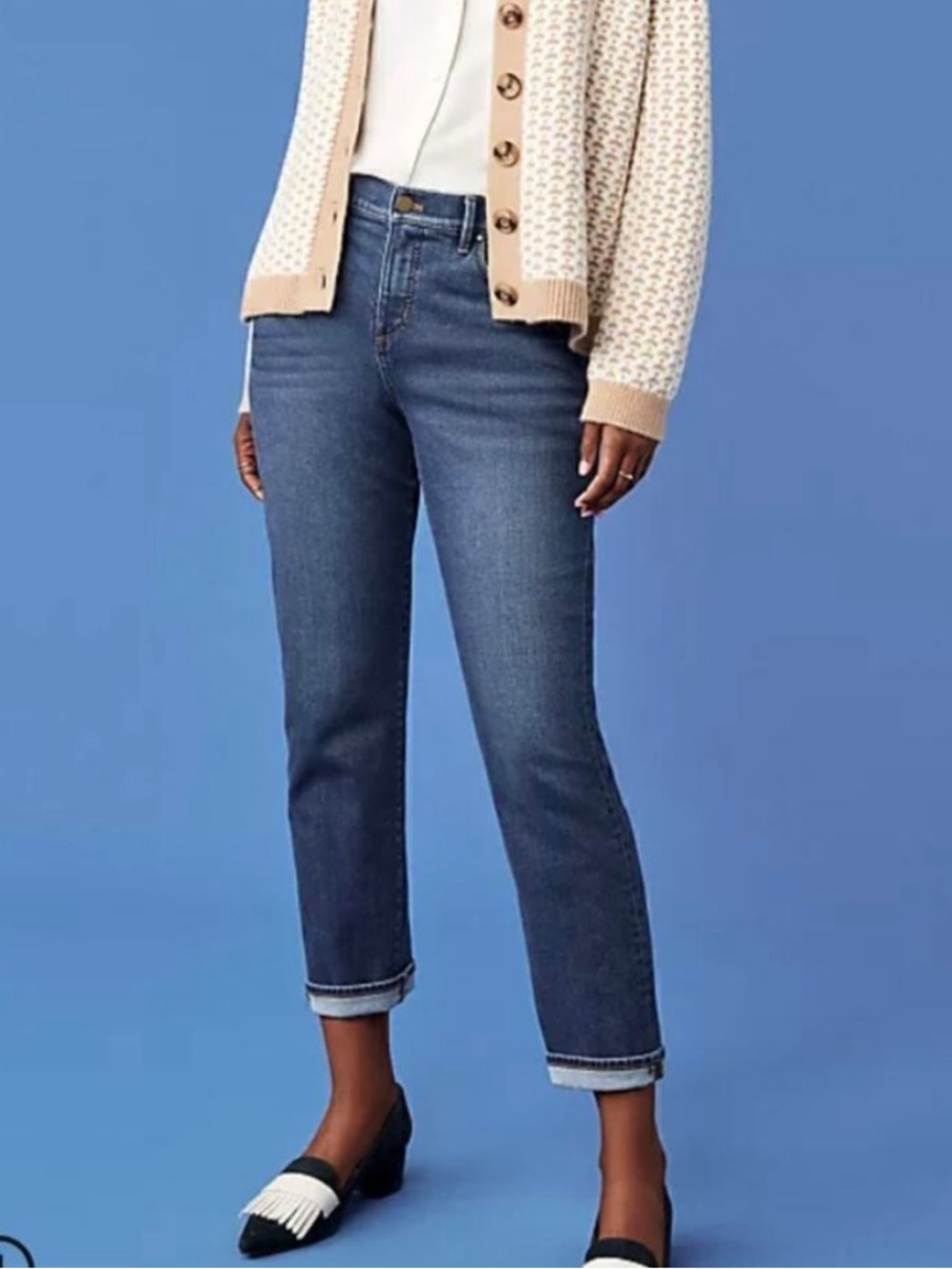 Ann Taylor Modern Women's Dark Blue Straight-Leg Jeans - Classic Everyday Denim